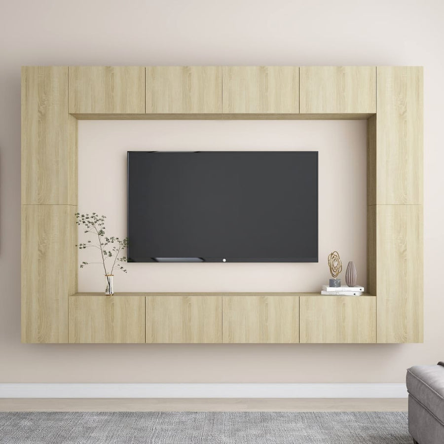 8-Delige Tv-Meubelset Bewerkt Hout Sonoma Eikenkleurig