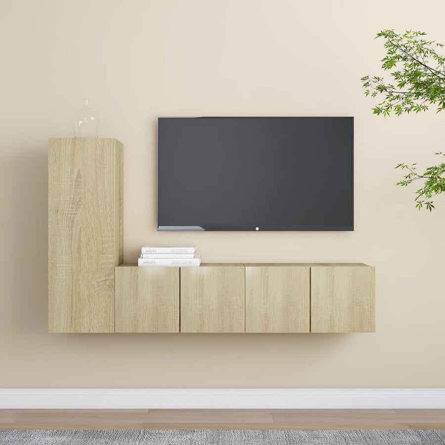 3-Delige Tv-Meubelset Spaanplaat Kleurig 60 x 30 x 30 cm Sonoma eiken