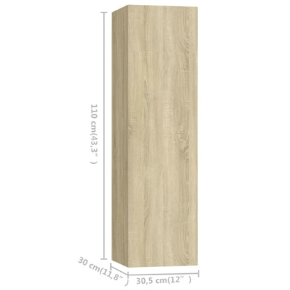 3-Delige Tv-Meubelset Spaanplaat Kleurig 100 x 30 x 30 cm Sonoma eiken