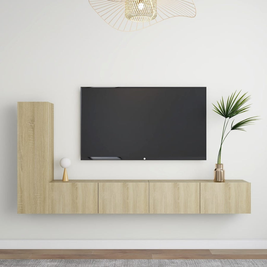 3-Delige Tv-Meubelset Spaanplaat Kleurig 100 x 30 x 30 cm Sonoma eiken
