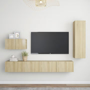 4-piece TV unit set in sonoma oak-effect wood