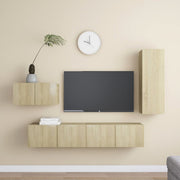 4-piece TV cabinet set chipboard Sonoma oak coloured