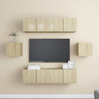 Tv-meubelset 6-delig bewerkt hout 60 cm Sonoma eiken