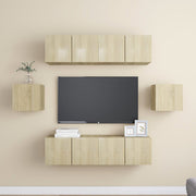 Tv-meubelset 6-delig bewerkt hout 60 cm Sonoma eiken