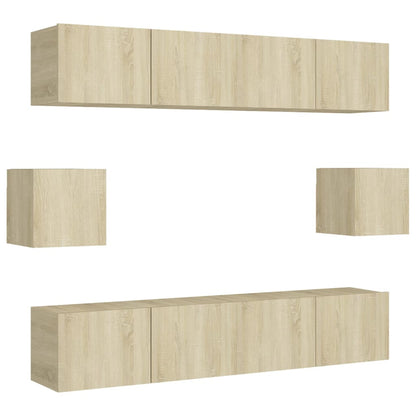 6-Delige Tv-Meubelset Spaanplaat Kleurig 80 cm Sonoma eiken