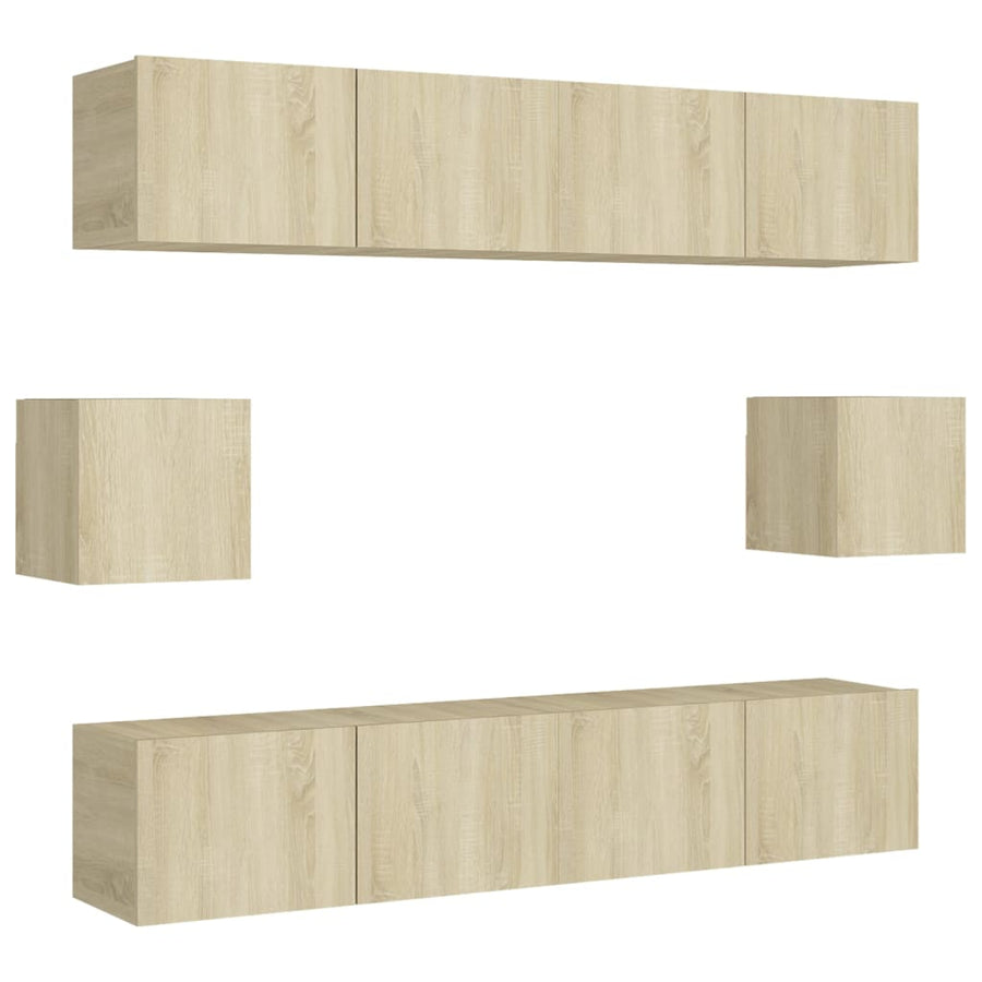6-Delige Tv-Meubelset Spaanplaat Kleurig 80 cm Sonoma eiken