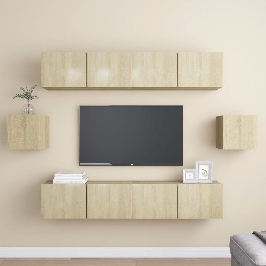 6-Delige Tv-Meubelset Spaanplaat Kleurig 80 cm Sonoma eiken