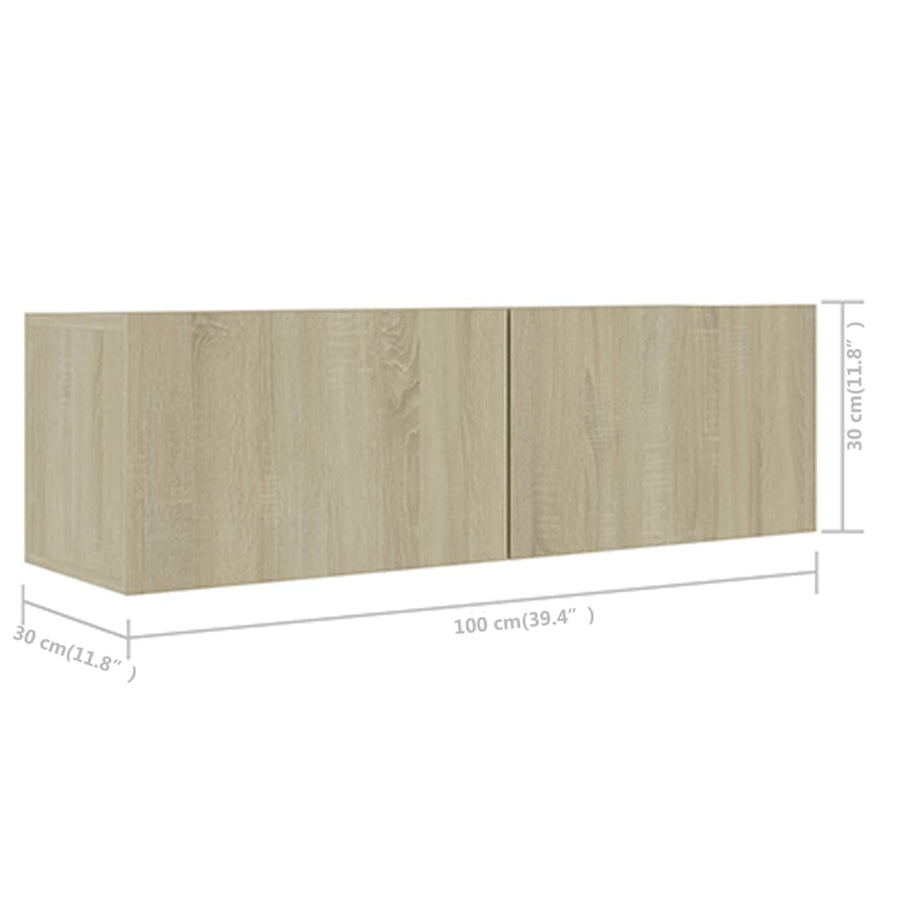 6-Delige Tv-Meubelset Bewerkt Hout Kleurig 100 cm Sonoma eiken