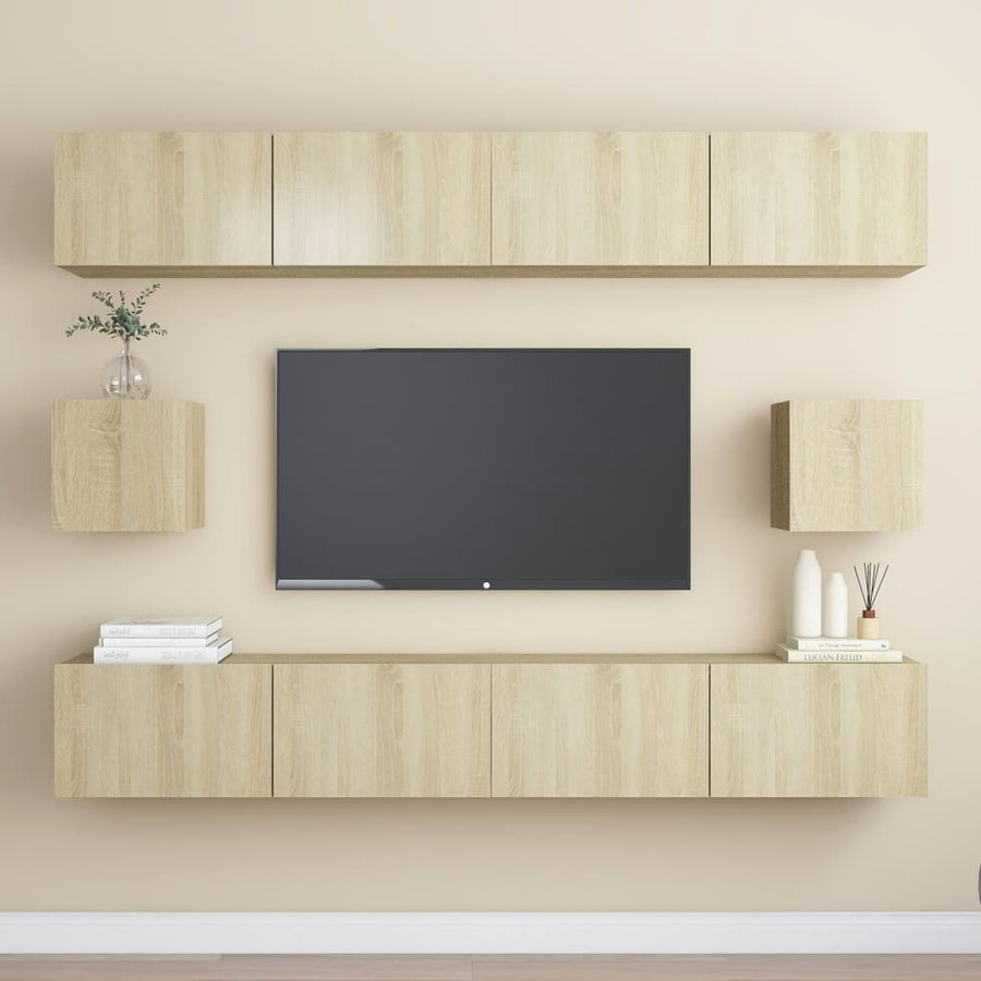 6-Delige Tv-Meubelset Bewerkt Hout Kleurig 100 cm Sonoma eiken