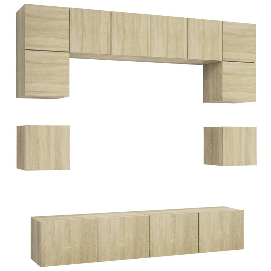 8-Delige Tv-Meubelset Spaanplaat Kleurig 80 cm Sonoma eiken