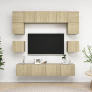 Tv-meubelset 8-delig spaanplaat sonoma eiken 80 cm