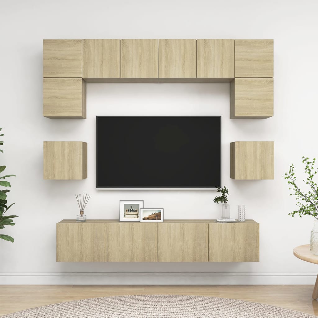 8-Delige Tv-Meubelset Spaanplaat Kleurig 80 cm Sonoma eiken
