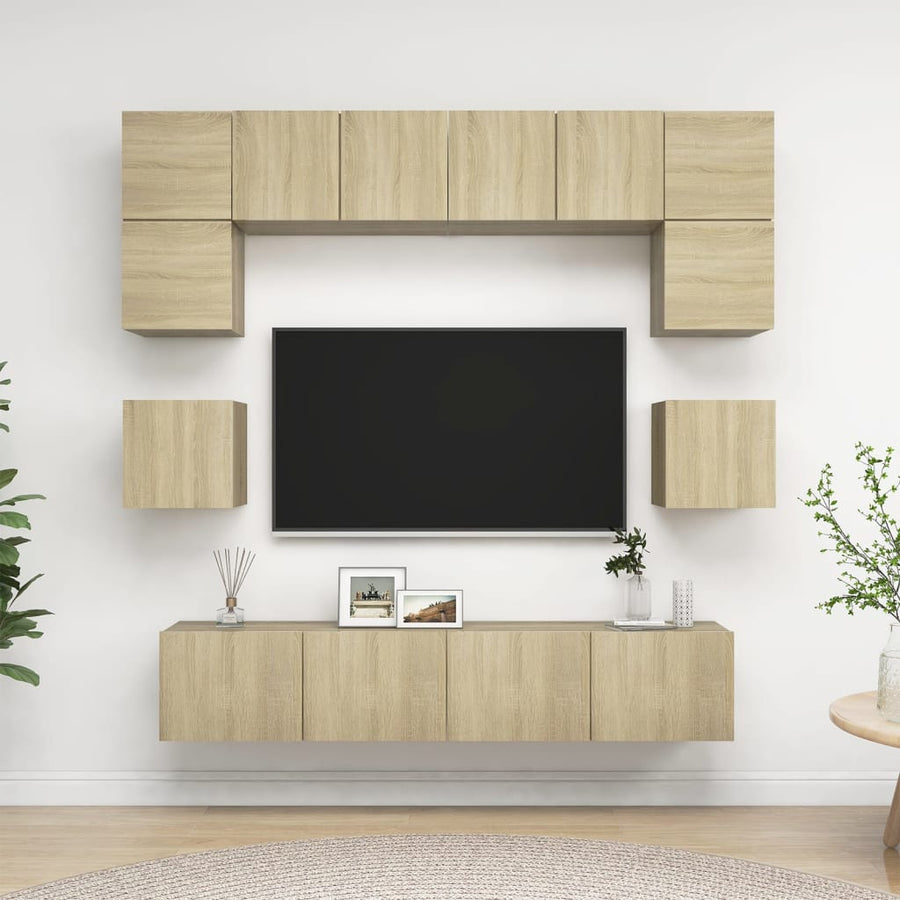8-Delige Tv-Meubelset Spaanplaat Kleurig 80 cm Sonoma eiken