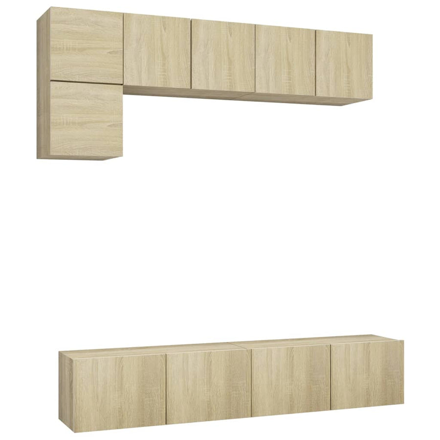 5-Delige Tv-Meubelset Spaanplaat Kleurig 80 x 30 x 30 cm Sonoma eiken