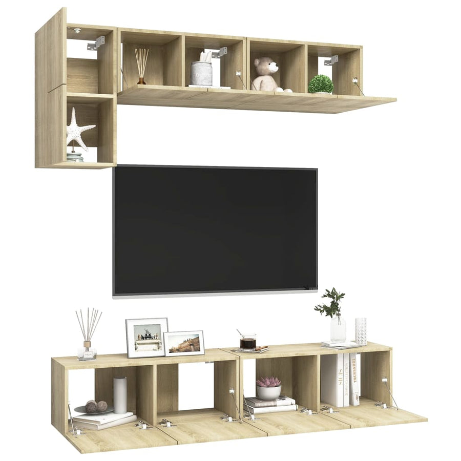 5-Delige Tv-Meubelset Spaanplaat Kleurig 80 x 30 x 30 cm Sonoma eiken