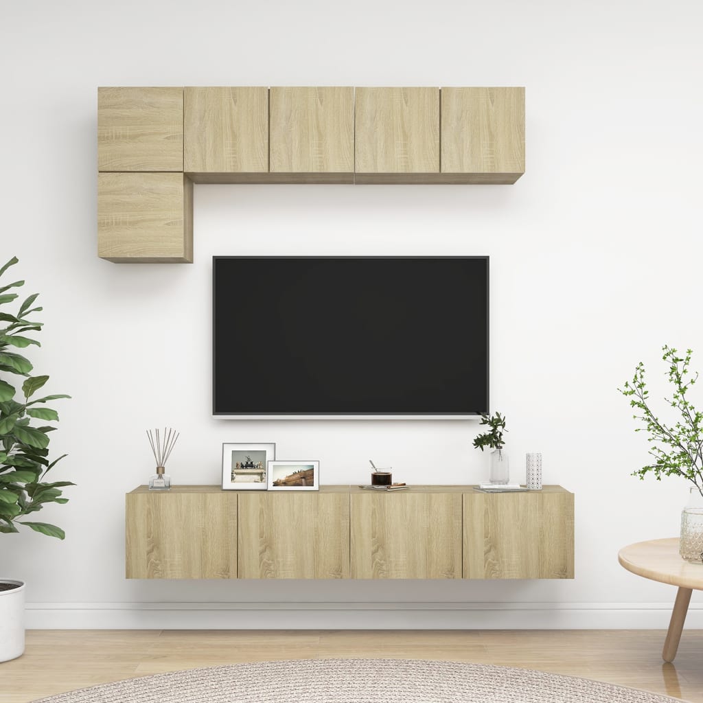 5-Delige Tv-Meubelset Spaanplaat Kleurig 80 x 30 x 30 cm Sonoma eiken