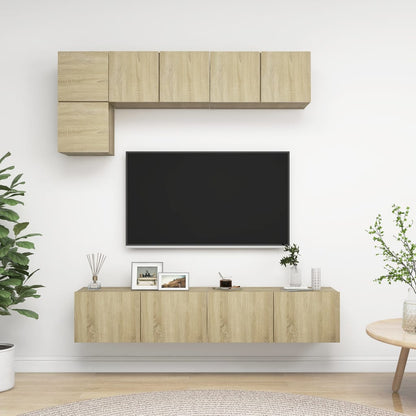 5-Delige Tv-Meubelset Spaanplaat Kleurig 80 x 30 x 30 cm Sonoma eiken