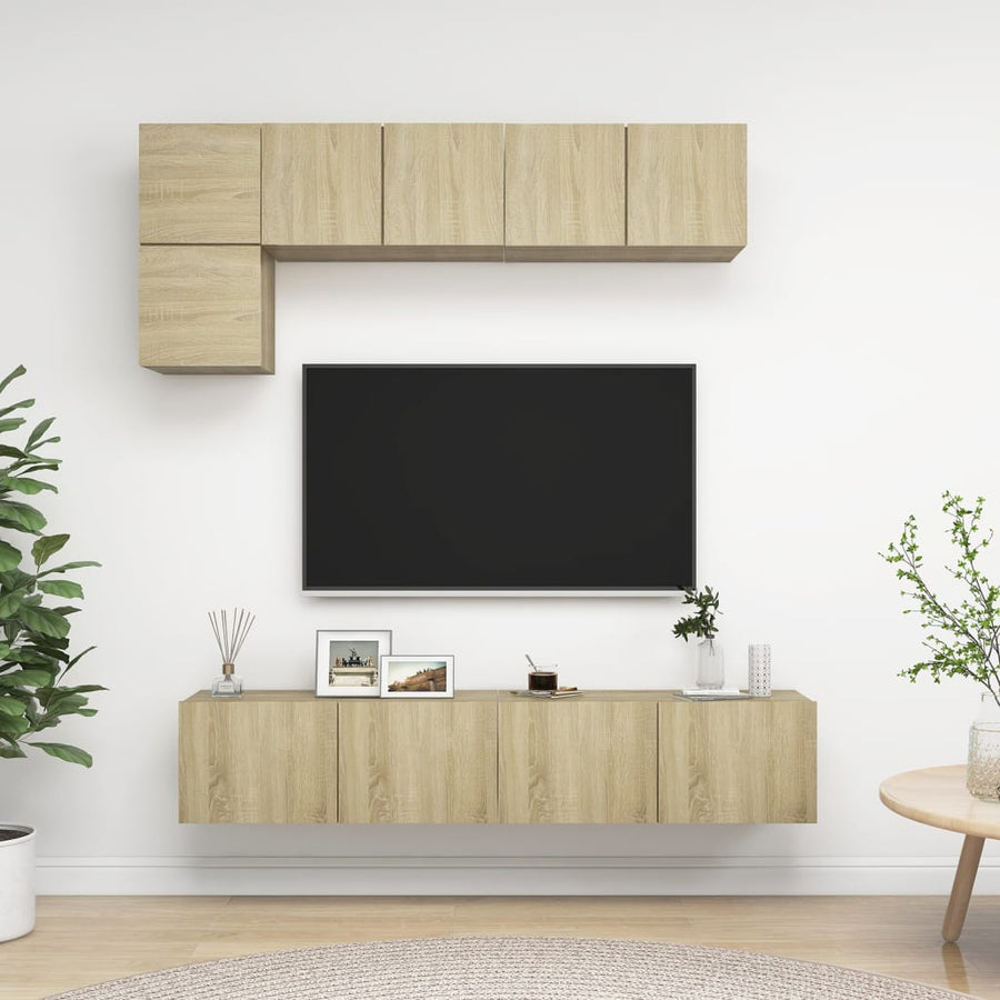 5-Delige Tv-Meubelset Spaanplaat Kleurig 80 x 30 x 30 cm Sonoma eiken