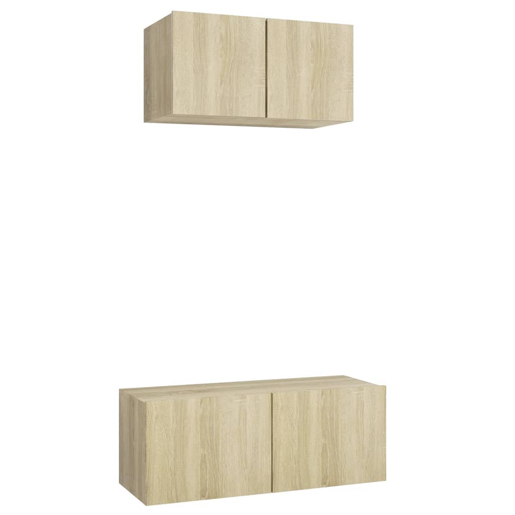 2-Delige Tv-Meubelset Spaanplaat Kleurig 60/80 cm Sonoma eiken