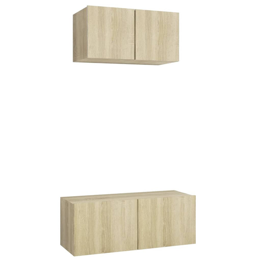 2-Delige Tv-Meubelset Spaanplaat Kleurig 60/80 cm Sonoma eiken