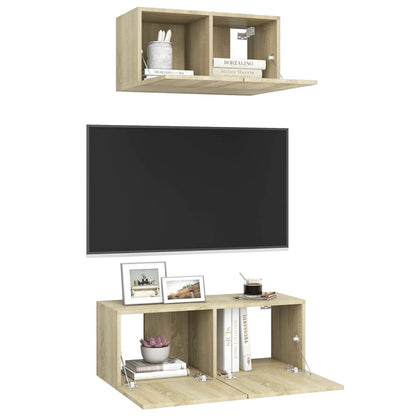 2-Delige Tv-Meubelset Spaanplaat Kleurig 60/80 cm Sonoma eiken