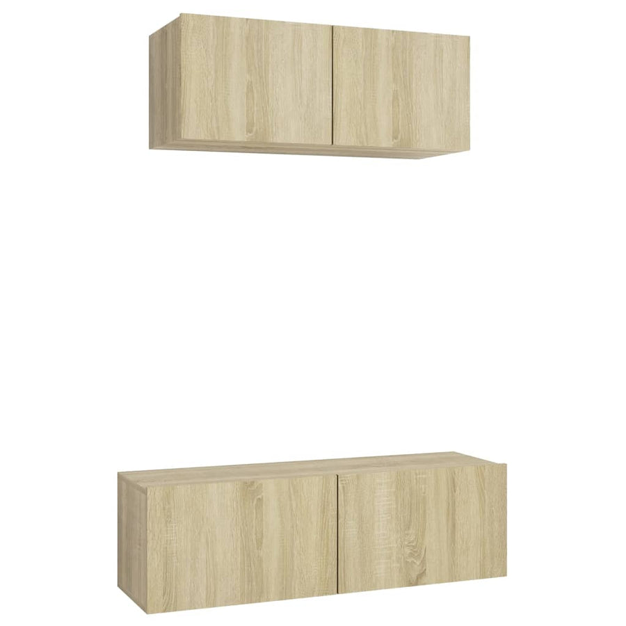 -Delige Tv-Meubelset Spaanplaat Kleurig 2 80/100 x 30 x 30 cm Sonoma eiken