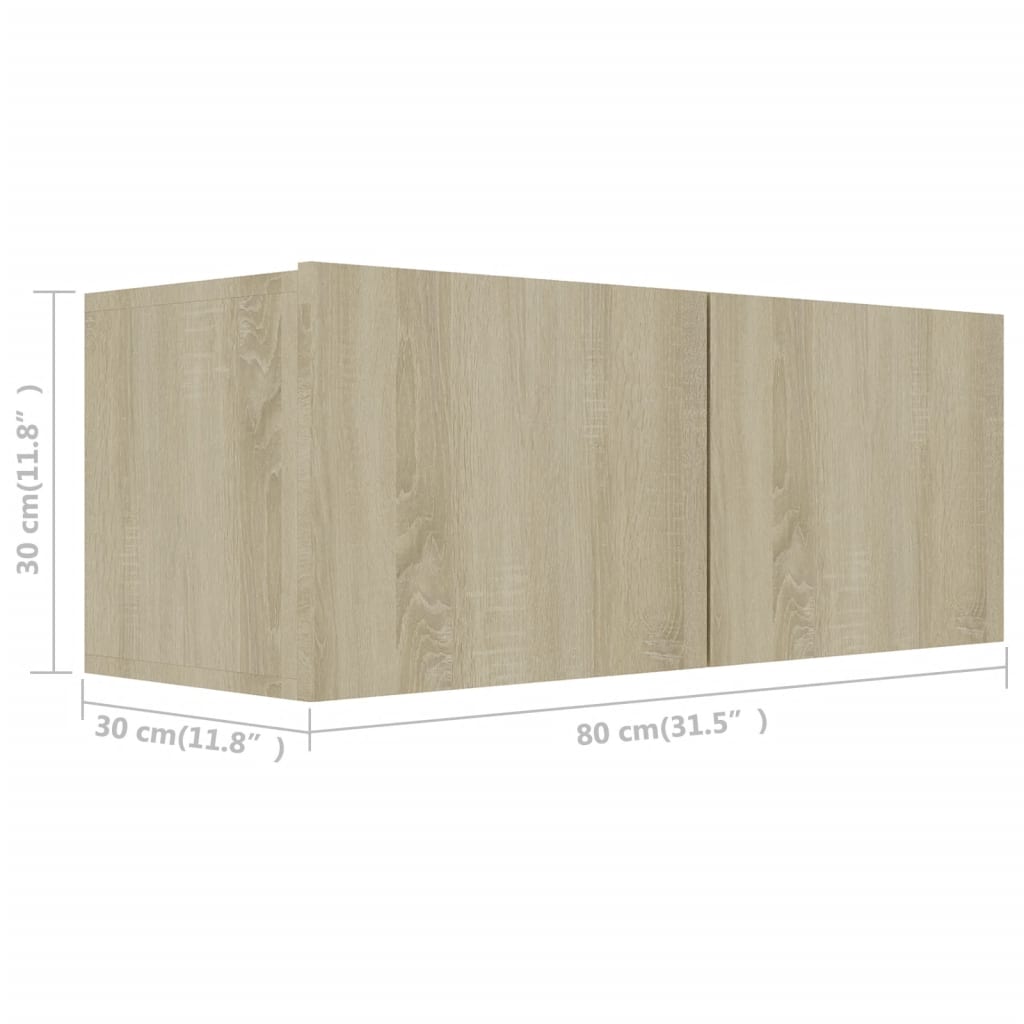 -Delige Tv-Meubelset Spaanplaat Kleurig 2 80/100 x 30 x 30 cm Sonoma eiken