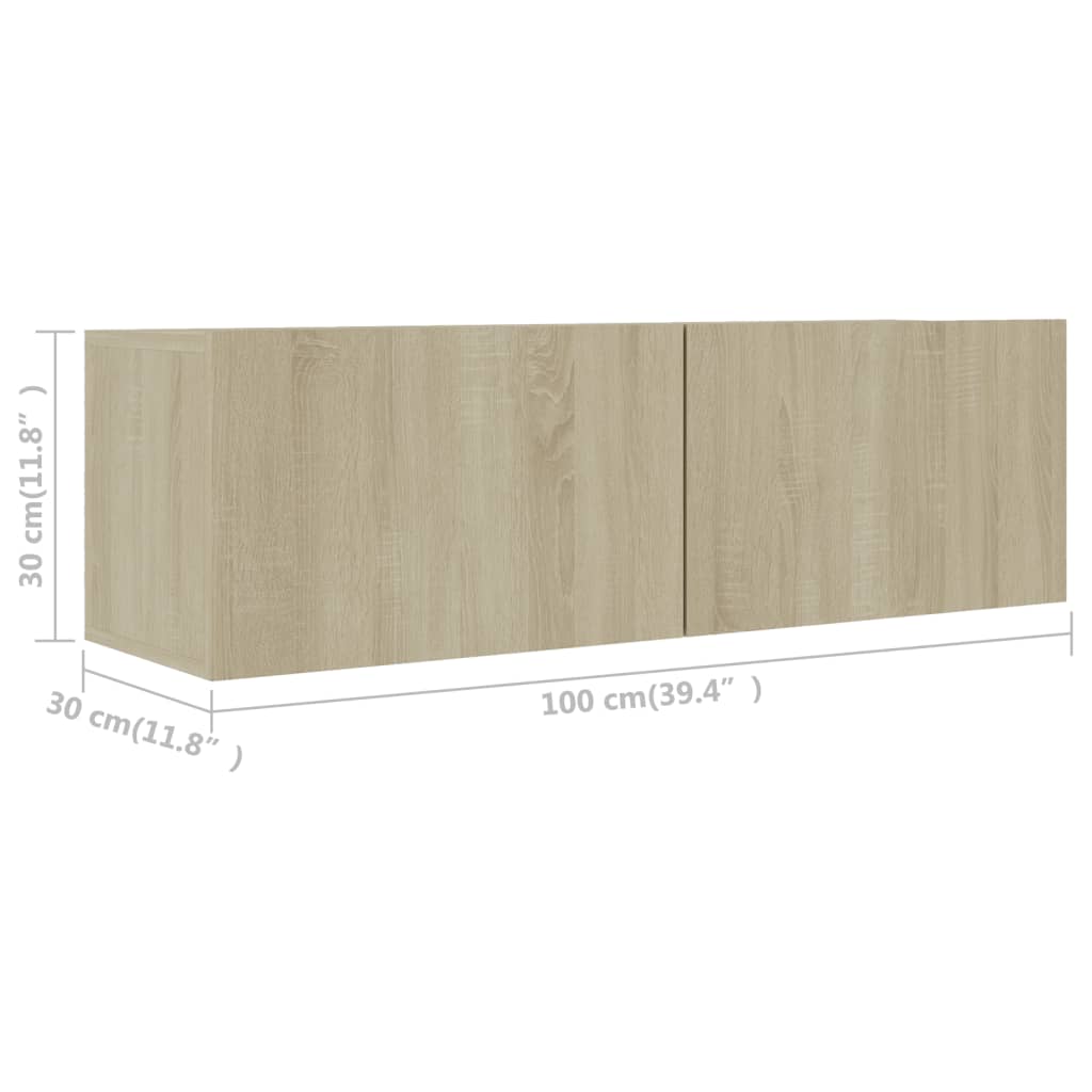 -Delige Tv-Meubelset Spaanplaat Kleurig 2 80/100 x 30 x 30 cm Sonoma eiken