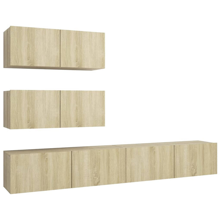4-Delige Tv-Meubelset Spaanplaat Kleurig 100 x 30 x 30 cm Sonoma eiken