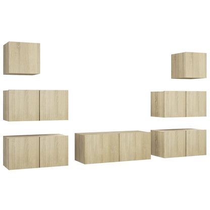 7-Delige Tv-Meubelset Spaanplaat Kleurig 80 cm Sonoma eiken