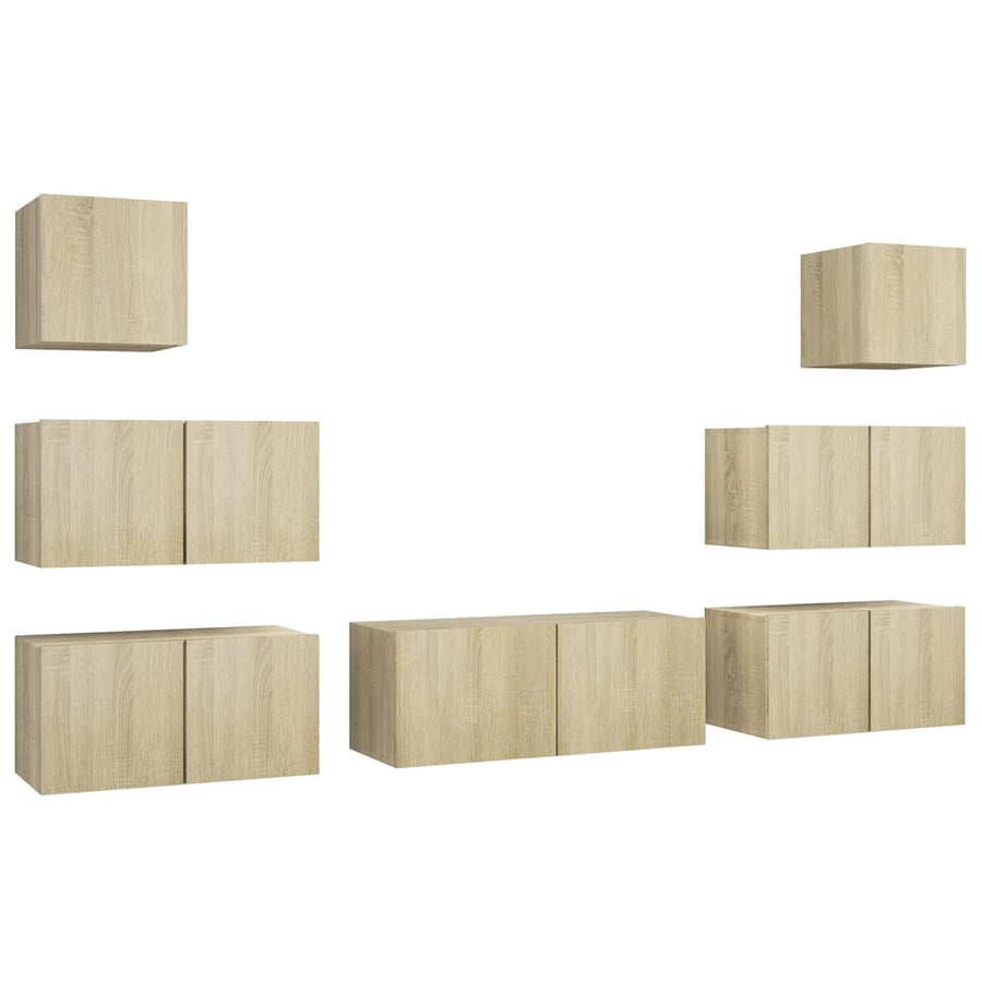 7-Delige Tv-Meubelset Spaanplaat Kleurig 80 cm Sonoma eiken