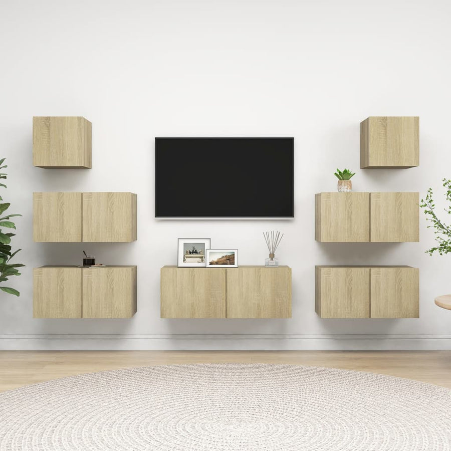 7-Delige Tv-Meubelset Spaanplaat Kleurig 80 cm Sonoma eiken