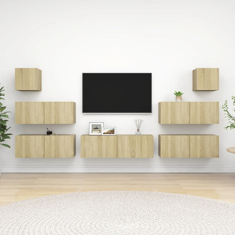 7-Delige Tv-Meubelset Spaanplaat Kleurig 100 cm Sonoma eiken