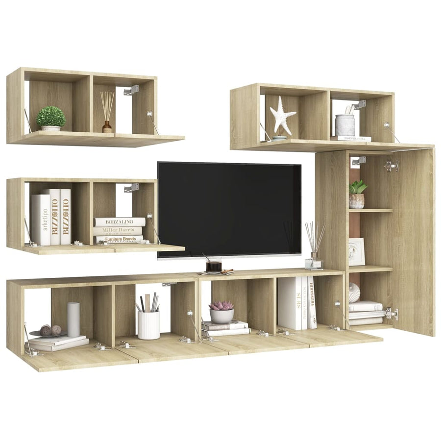 -Delige Tv-Meubelset Spaanplaat Kleurig 6 80 x 30 x 30 cm Sonoma eiken