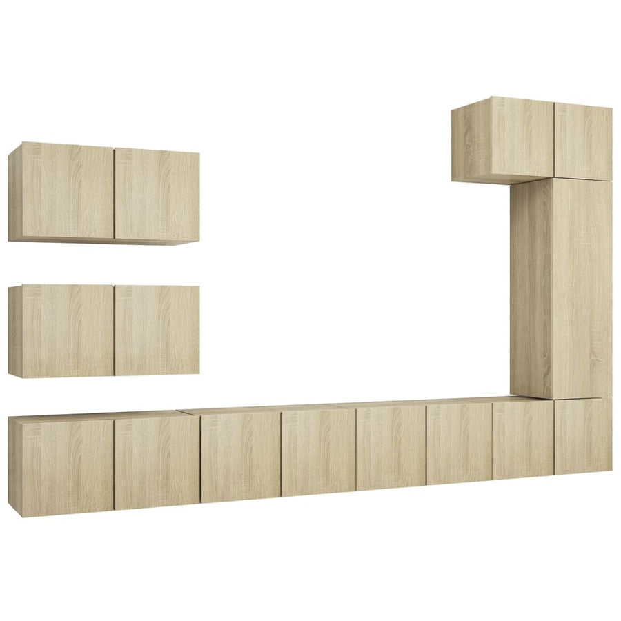 -Delige Tv-Meubelset Spaanplaat Kleurig 8 60 x 30 x 30 cm Sonoma eiken