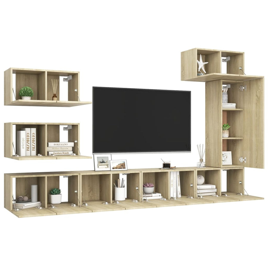 -Delige Tv-Meubelset Spaanplaat Kleurig 8 60 x 30 x 30 cm Sonoma eiken