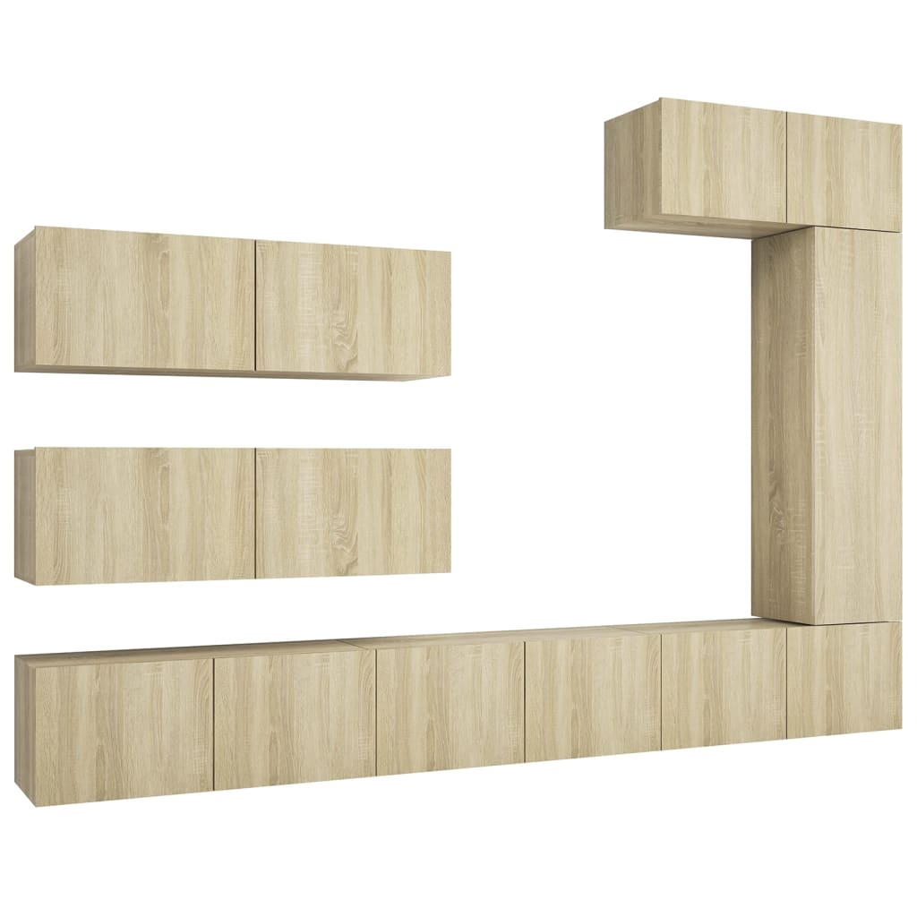 -Delige Tv-Meubelset Spaanplaat Kleurig 7 100 x 30 x 30 cm Sonoma eiken