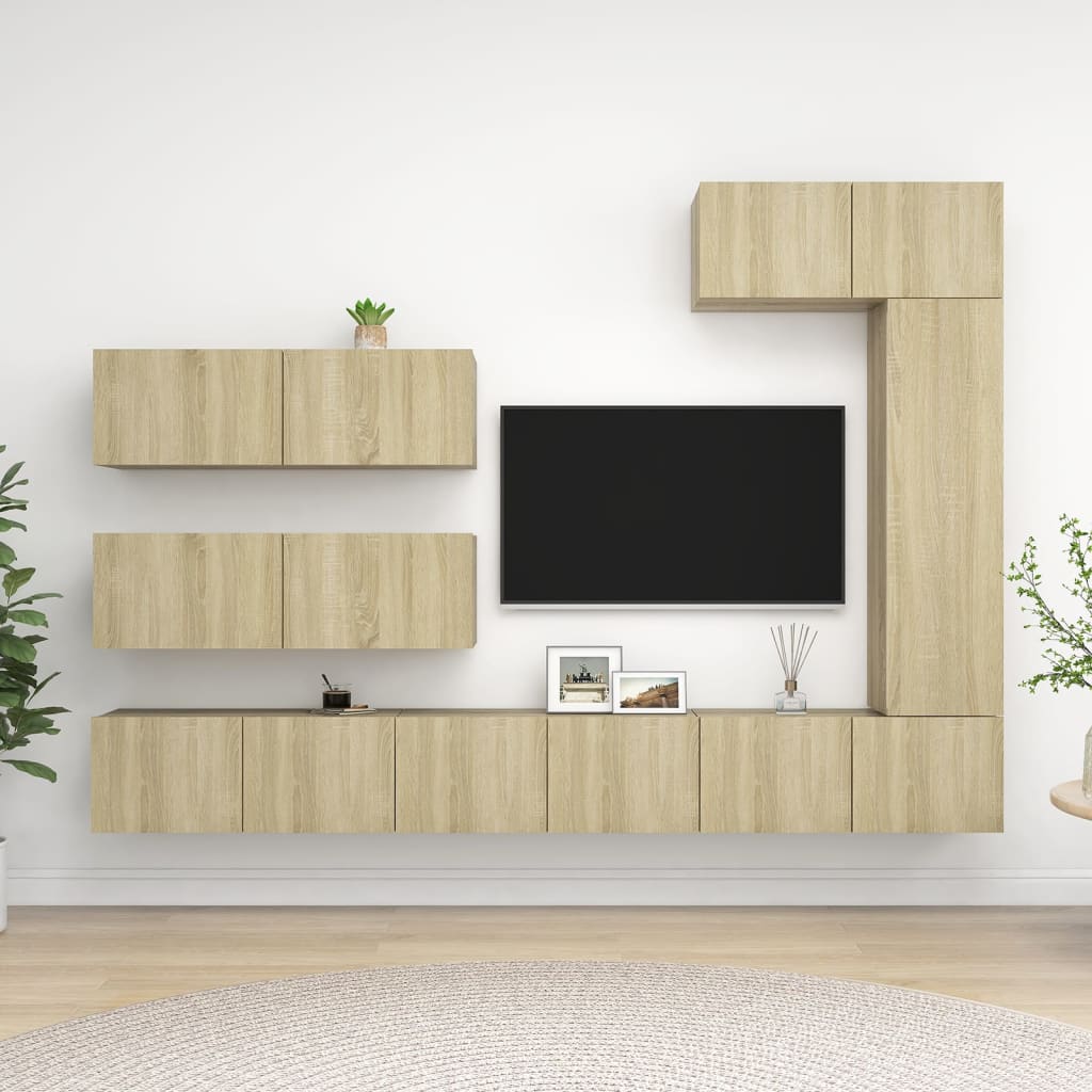 -Delige Tv-Meubelset Spaanplaat Kleurig 7 100 x 30 x 30 cm Sonoma eiken