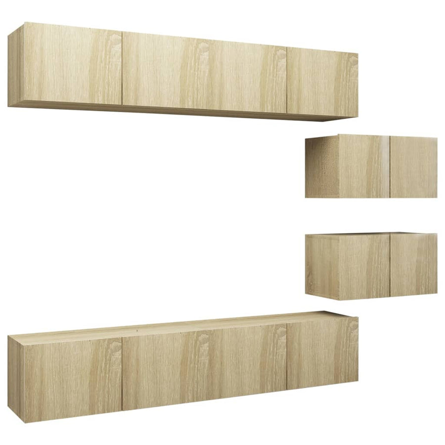 -Delige Tv-Meubelset Spaanplaat Kleurig 6 80 x 30 x 30 cm Sonoma eiken
