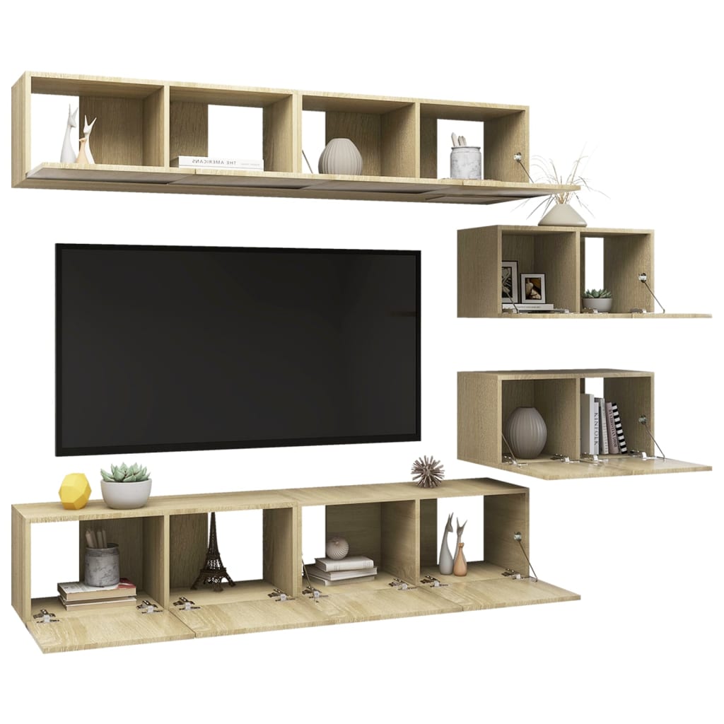 -Delige Tv-Meubelset Spaanplaat Kleurig 6 80 x 30 x 30 cm Sonoma eiken