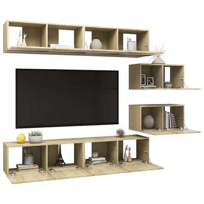 -Delige Tv-Meubelset Spaanplaat Kleurig 6 80 x 30 x 30 cm Sonoma eiken