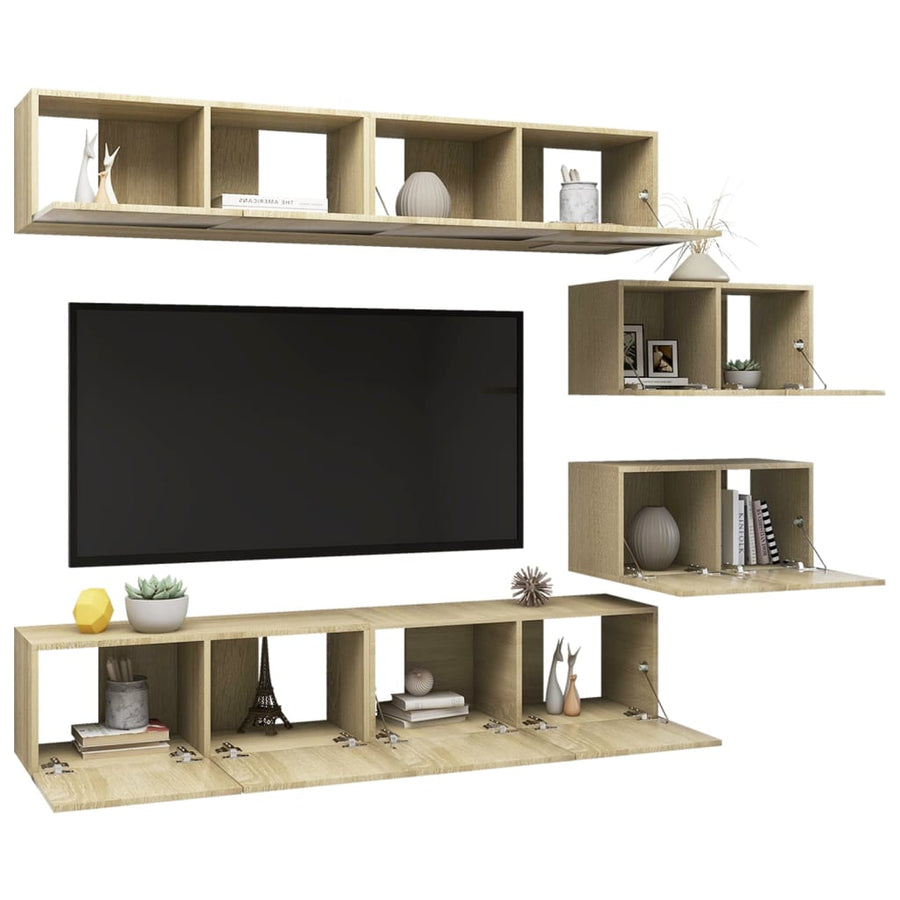 -Delige Tv-Meubelset Spaanplaat Kleurig 6 80 x 30 x 30 cm Sonoma eiken