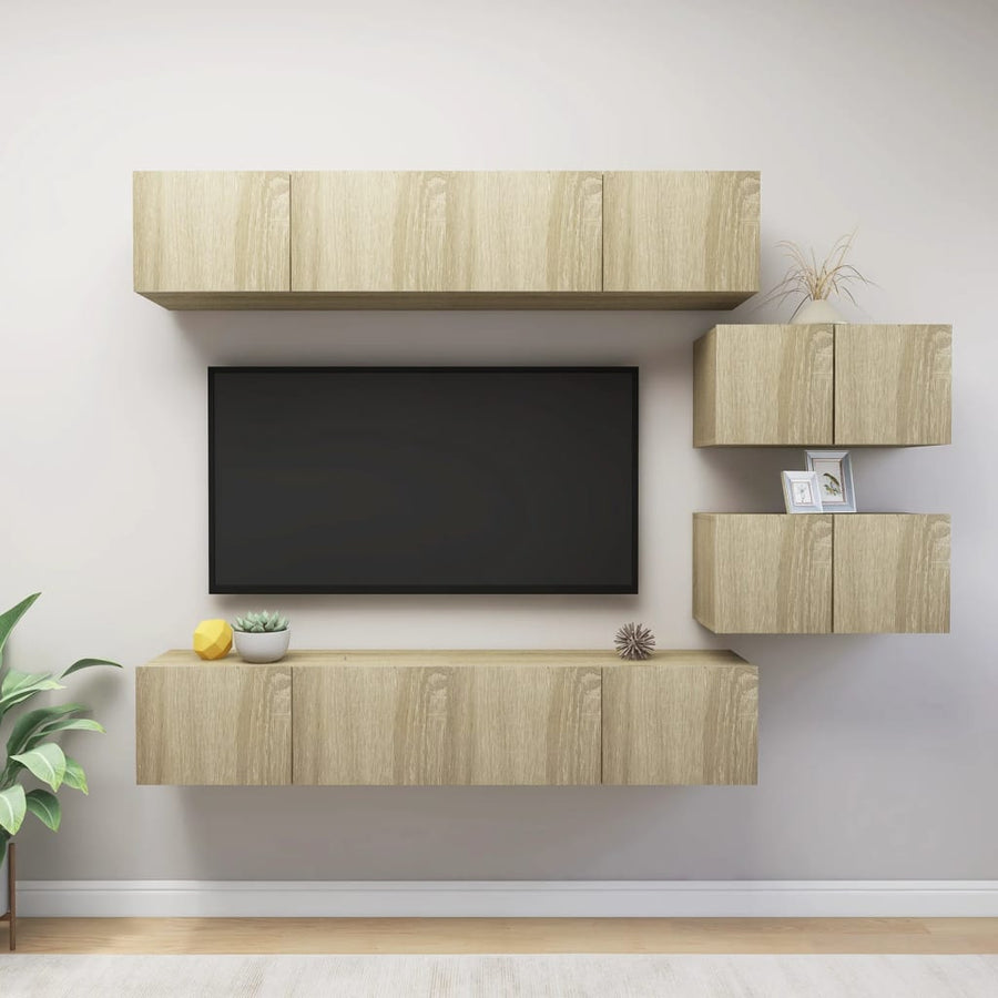 -Delige Tv-Meubelset Spaanplaat Kleurig 6 80 x 30 x 30 cm Sonoma eiken