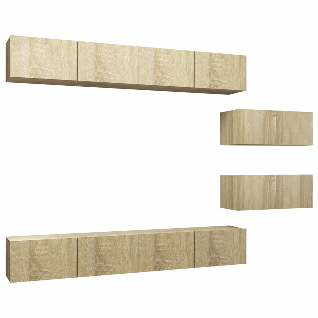 -Delige Tv-Meubelset Spaanplaat Kleurig 6 100 x 30 x 30 cm Sonoma eiken