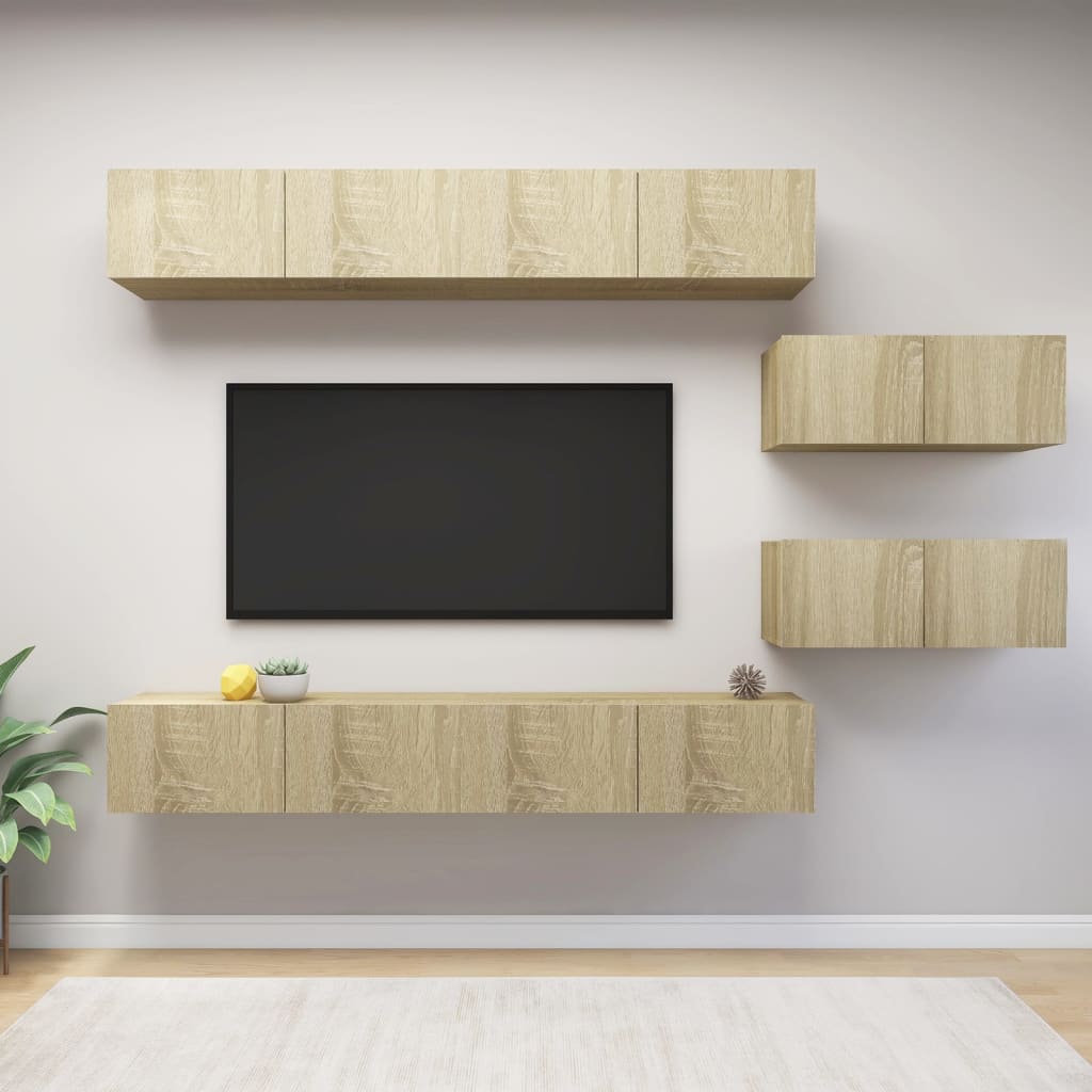 -Delige Tv-Meubelset Spaanplaat Kleurig 6 100 x 30 x 30 cm Sonoma eiken