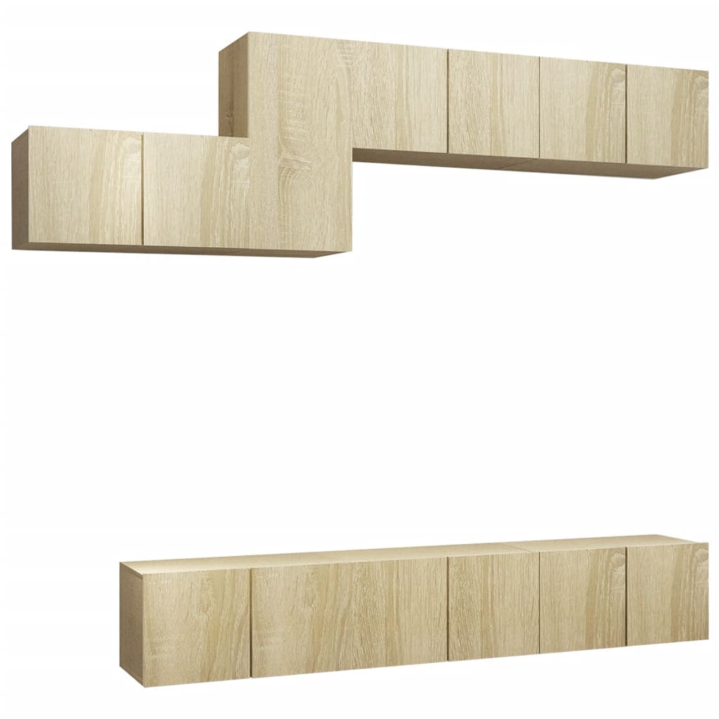 -Delige Tv-Meubelset Spaanplaat Kleurig 7 60 x 30 x 30 cm Sonoma eiken