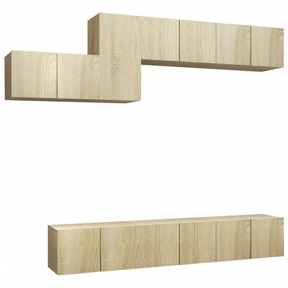 -Delige Tv-Meubelset Spaanplaat Kleurig 7 60 x 30 x 30 cm Sonoma eiken