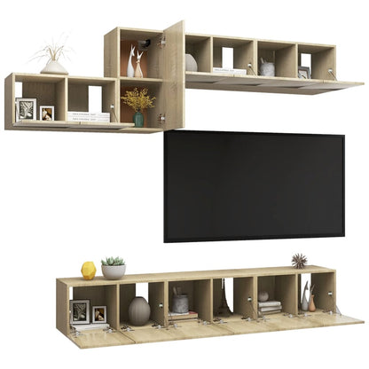 -Delige Tv-Meubelset Spaanplaat Kleurig 7 60 x 30 x 30 cm Sonoma eiken