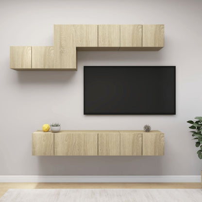-Delige Tv-Meubelset Spaanplaat Kleurig 7 60 x 30 x 30 cm Sonoma eiken