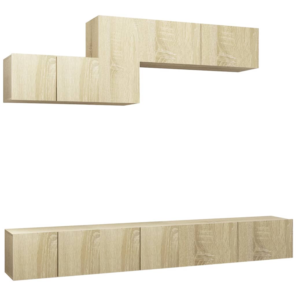 -Delige Tv-Meubelset Spaanplaat Kleurig 6 100 x 30 x 30 cm Sonoma eiken